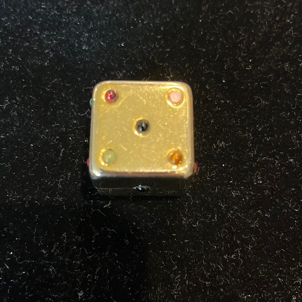 Judith Leiber gold stone dice pill box